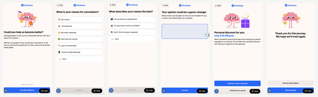 web cancellation flow for better user retention