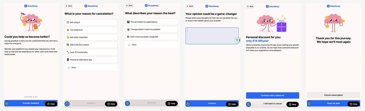web cancellation flow