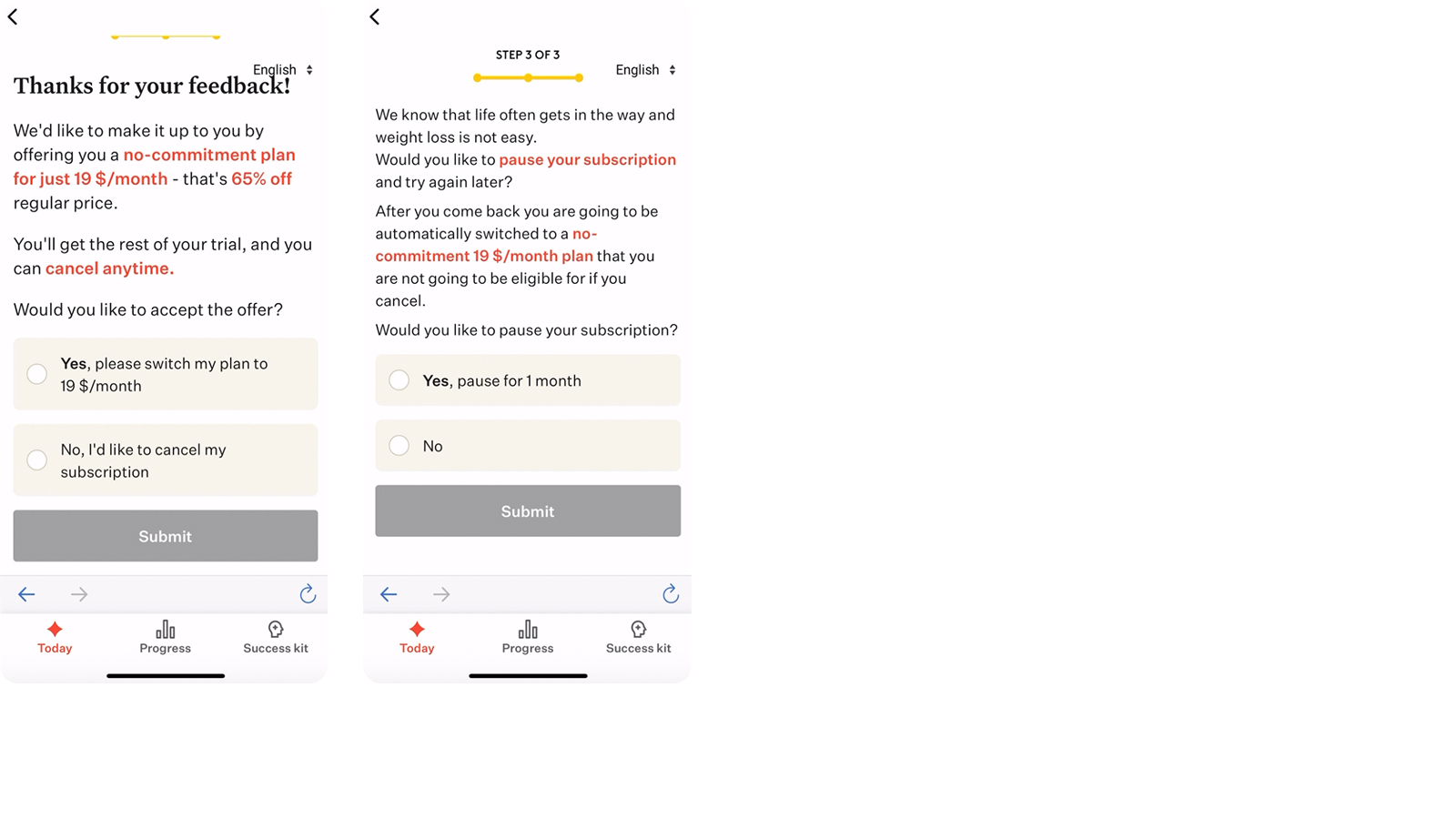 app cancellation flow