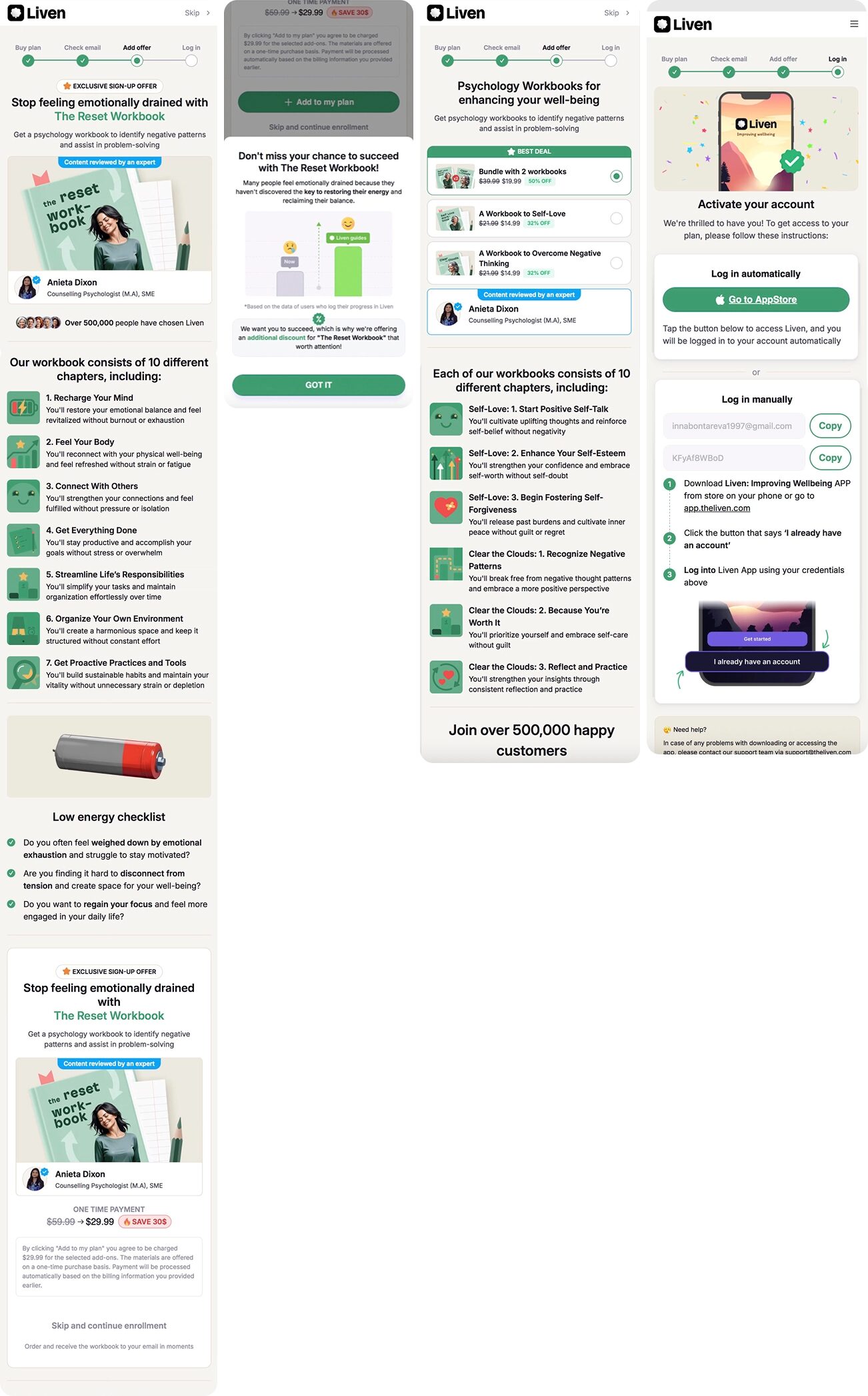 Liven one-click upsells