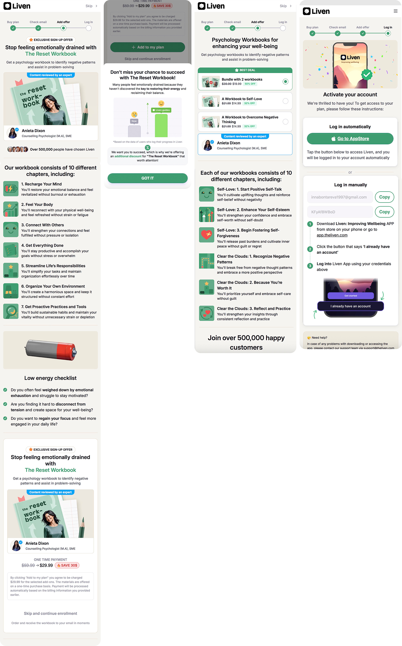 Liven one-click upsells