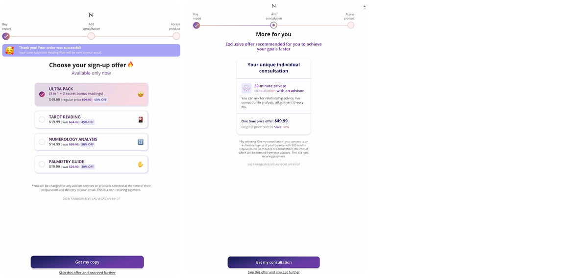 Nebula one-click upsell