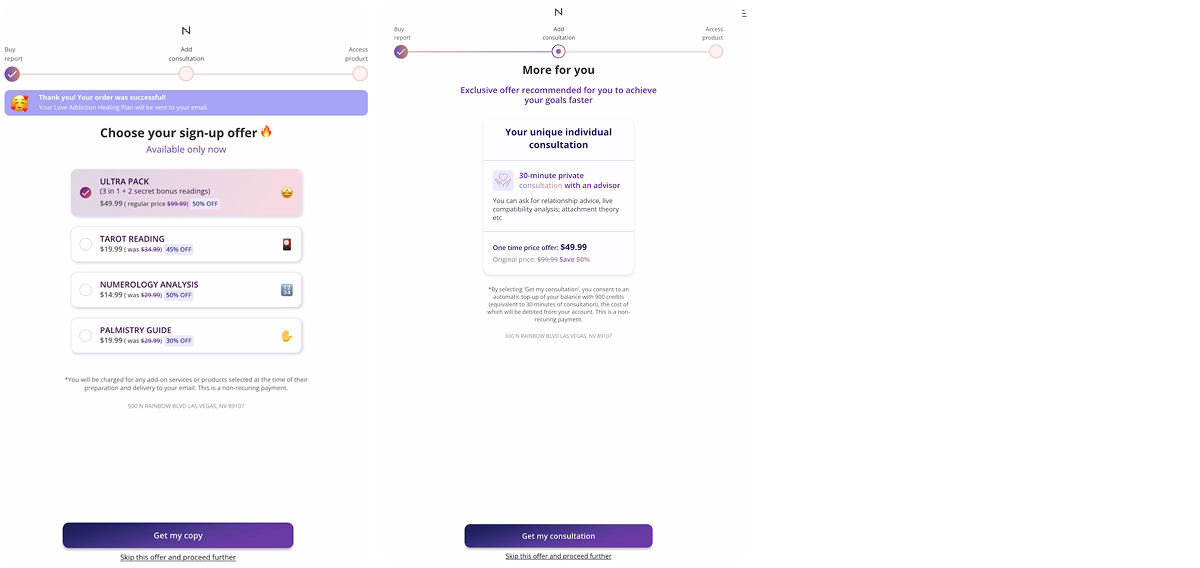 Nebula one-click upsell