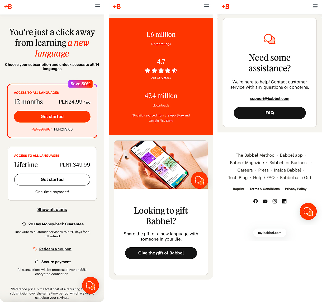 Babbel web2app paywall