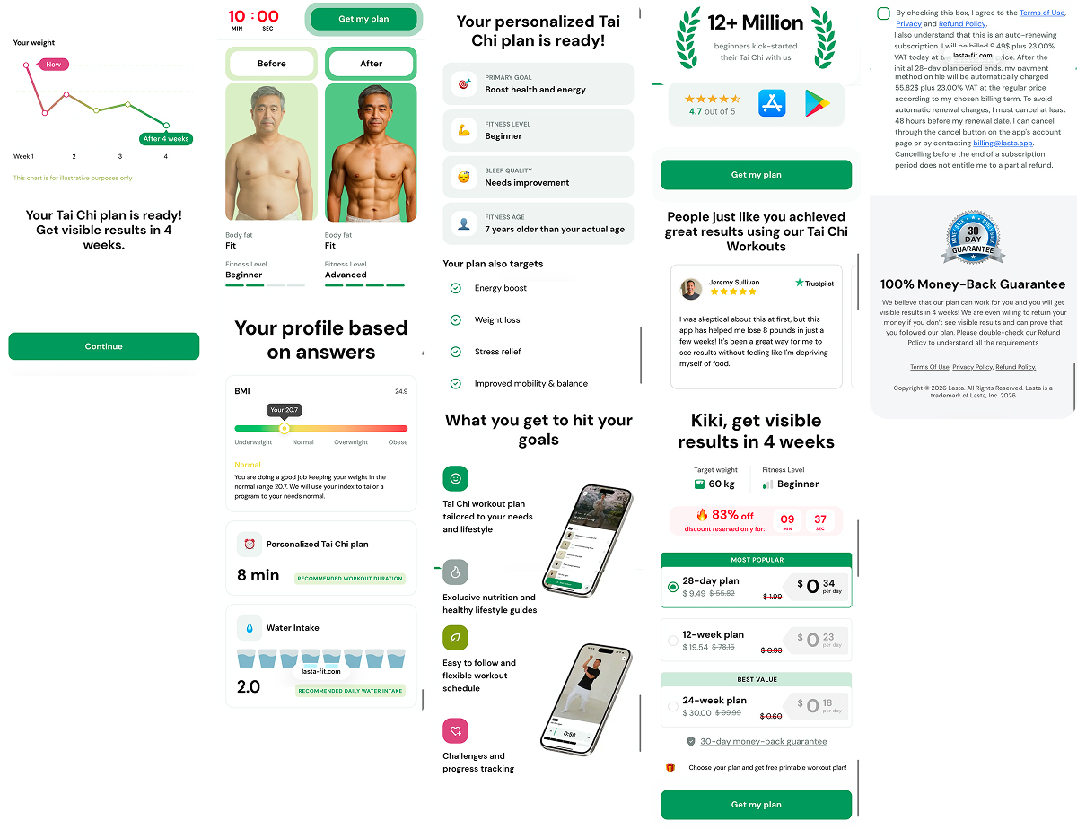 web paywall for a fitness app