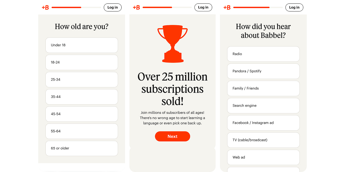 user segmentation with a quiz onboarding