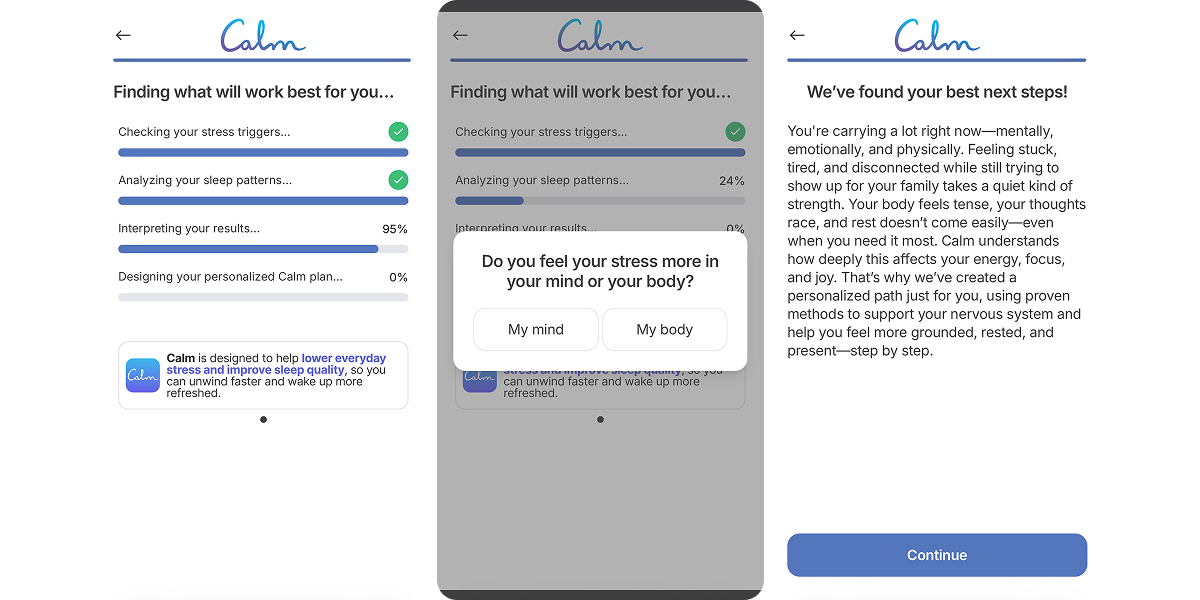 personalization based on quiz onboarding results