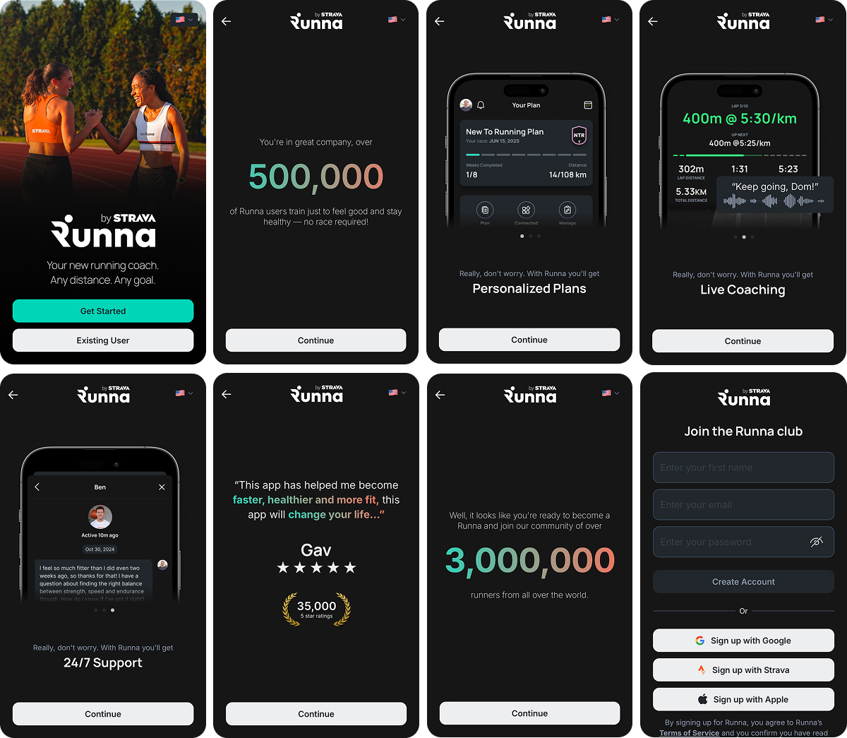 Runna web2app funnel