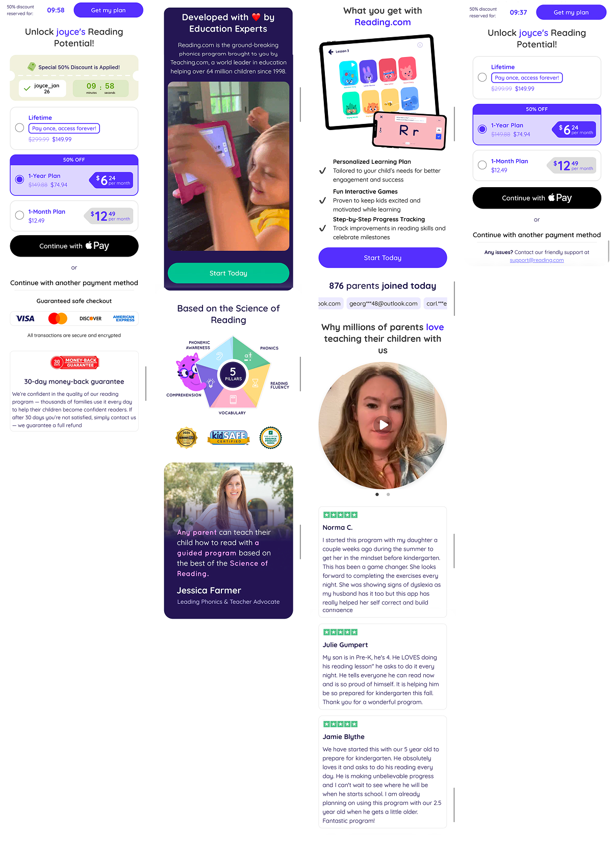 Reading.com web paywall and checkout