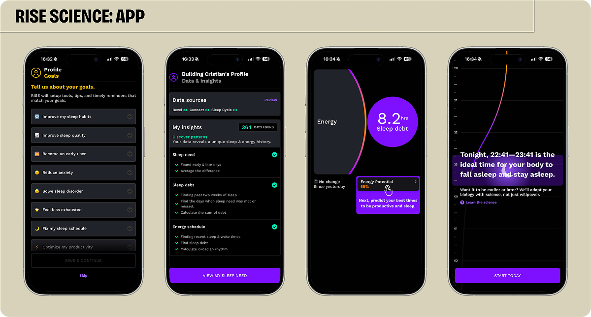Rise science app onboarding