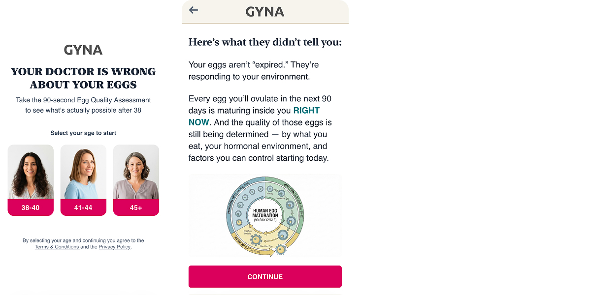Gyna web2app funnel